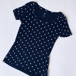 BDG Black and White Polka Dot Short Sleeve Top